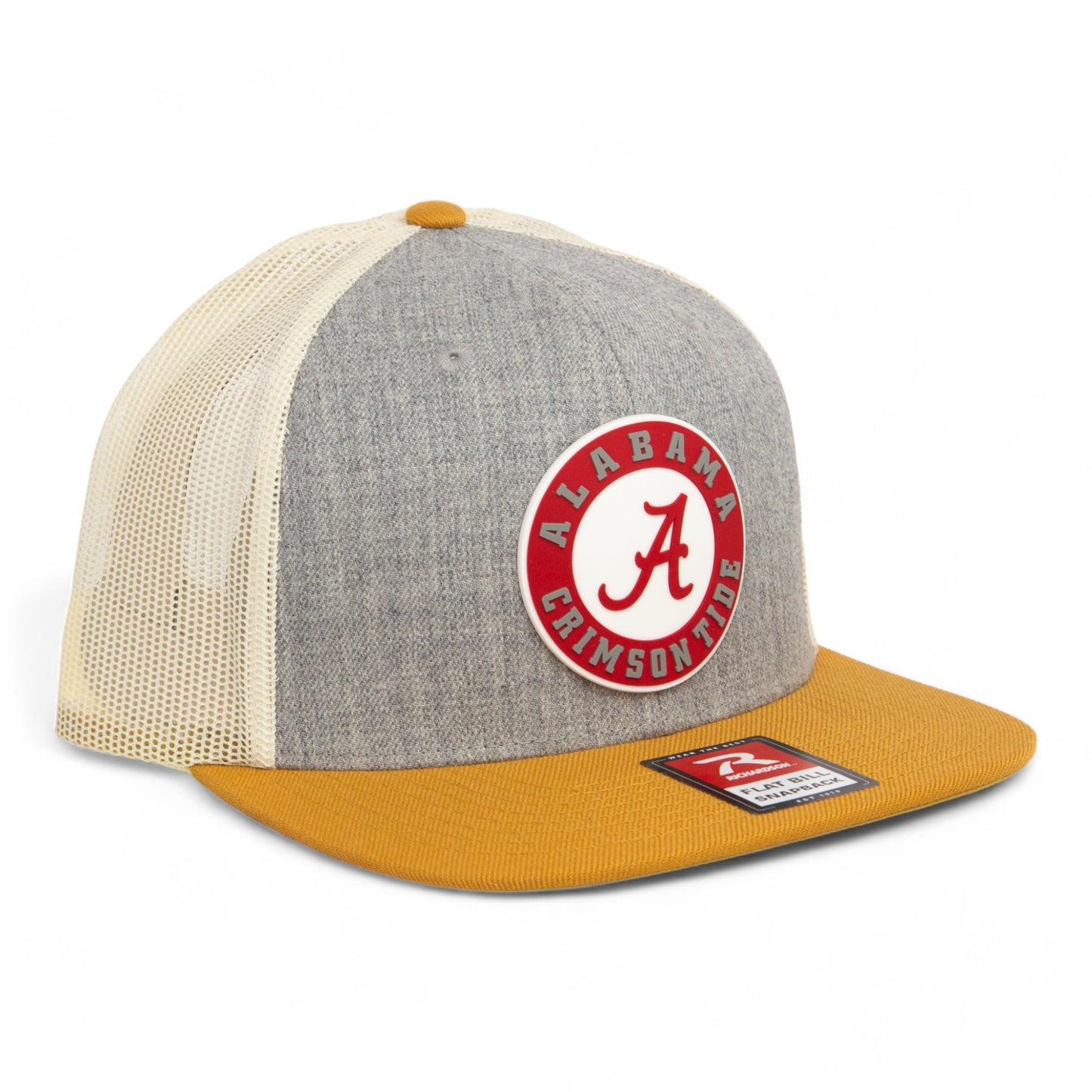 Alabama Crimson Tide 3D Wool Blend Flat Bill Hat- Heather Grey/ Birch/ Biscuit