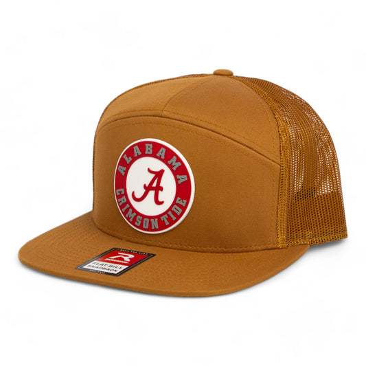 Alabama Crimson Tide 3D Snapback Seven-Panel Flat Bill Trucker Hat- Caramel