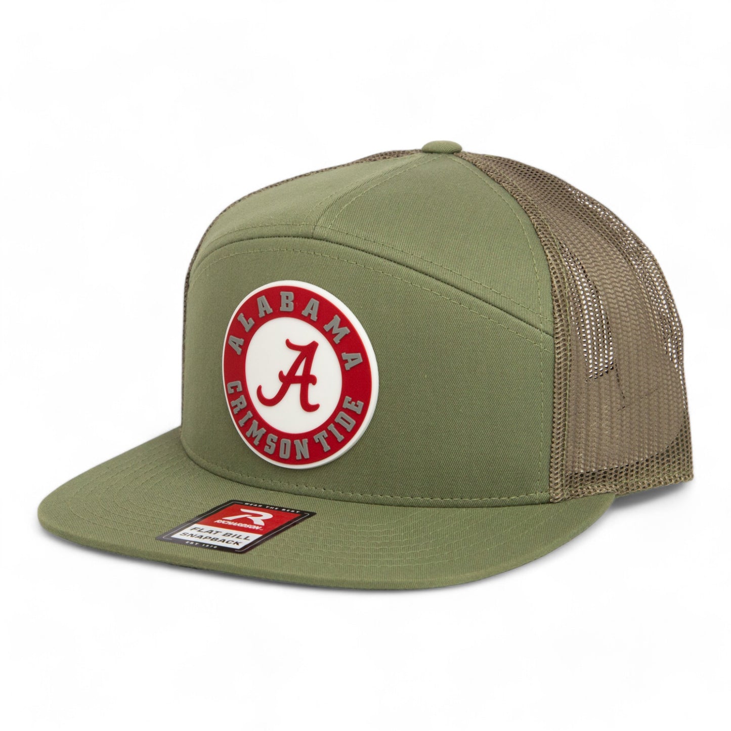 Alabama Crimson Tide 3D Snapback Seven-Panel Flat Bill Trucker Hat- Loden Green