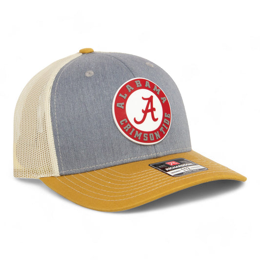 Alabama Crimson Tide 3D Snapback Trucker Hat- Heather Grey/ Birch/ Amber Gold