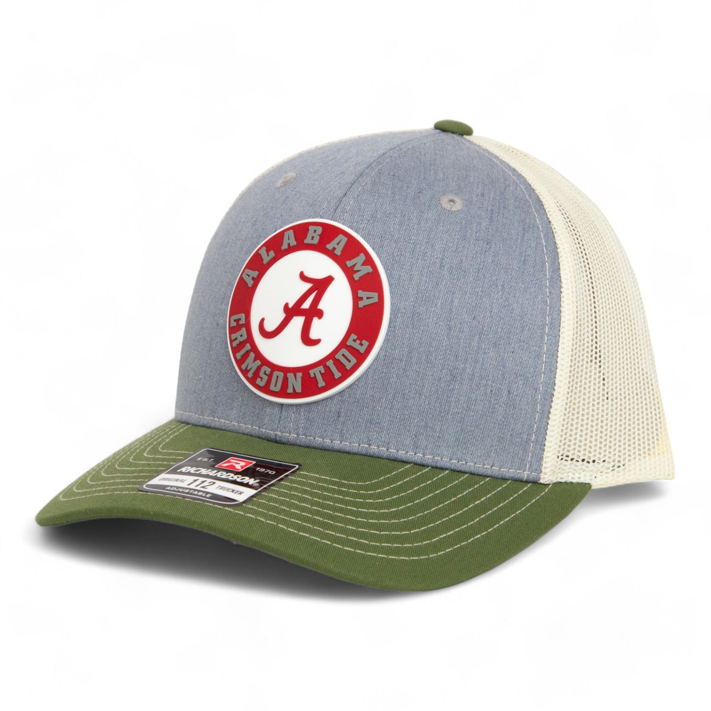 Alabama Crimson Tide 3D Snapback Trucker Hat- Heather Grey/ Birch/ Olive