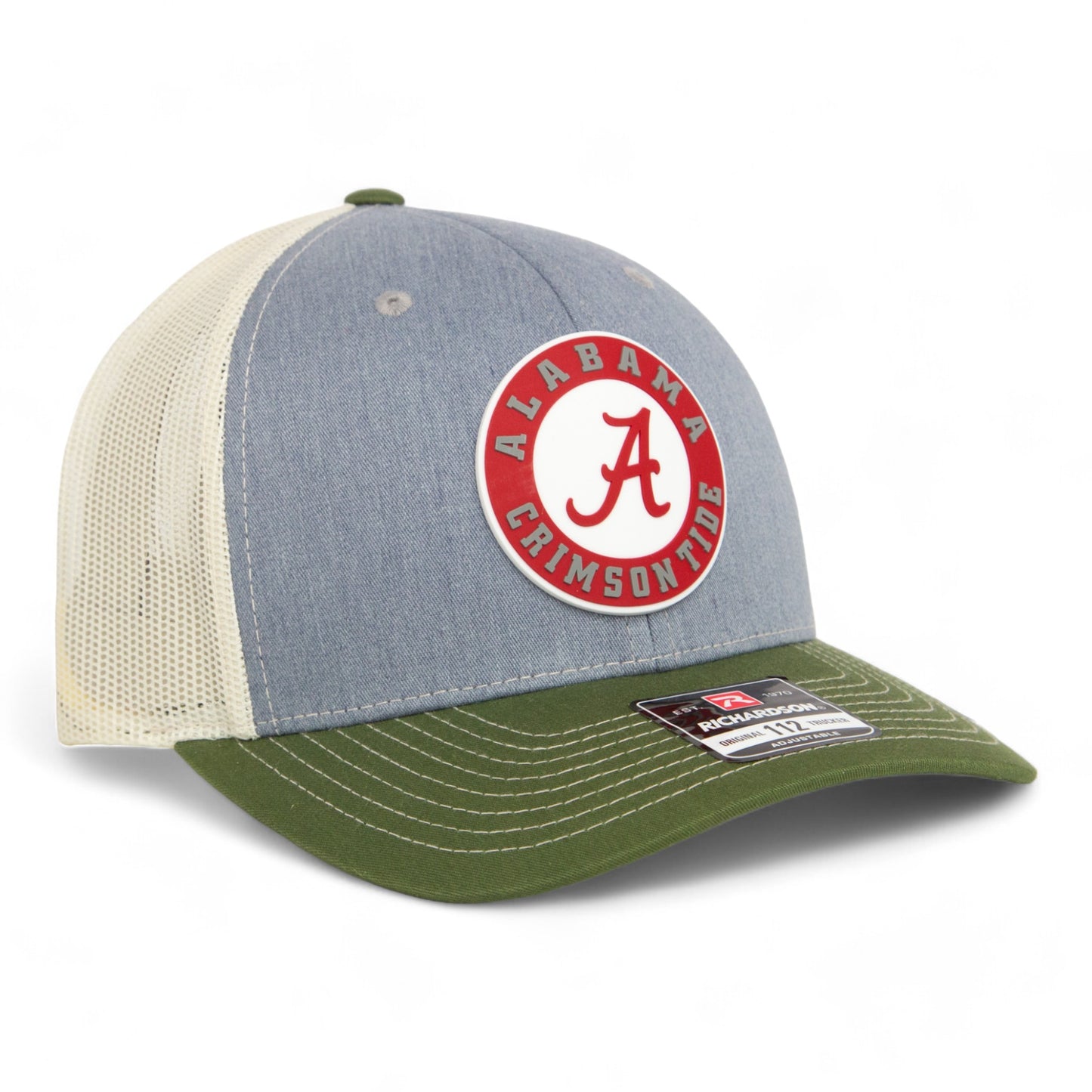 Alabama Crimson Tide 3D Snapback Trucker Hat- Heather Grey/ Birch/ Olive