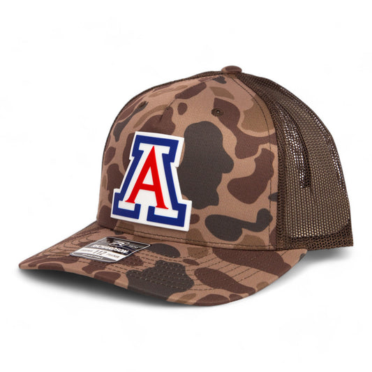 Arizona Wildcats 3D Snapback Trucker Hat- Bark Duck Camo/ Brown