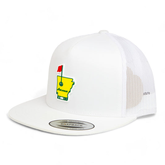 Arkansas Masters Golf 3D YP Snapback Flat Bill Trucker Hat- White