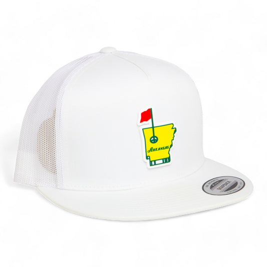 Arkansas Masters Golf 3D YP Snapback Flat Bill Trucker Hat- White