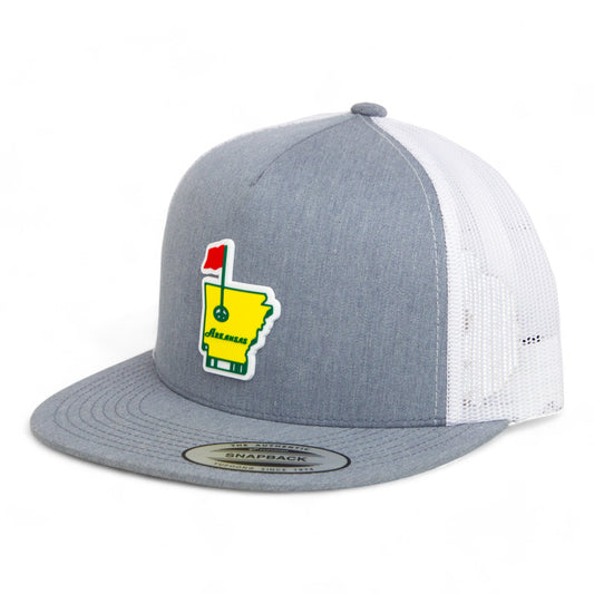 Arkansas Masters Golf 3D YP Snapback Flat Bill Trucker Hat- Heather Grey/ White