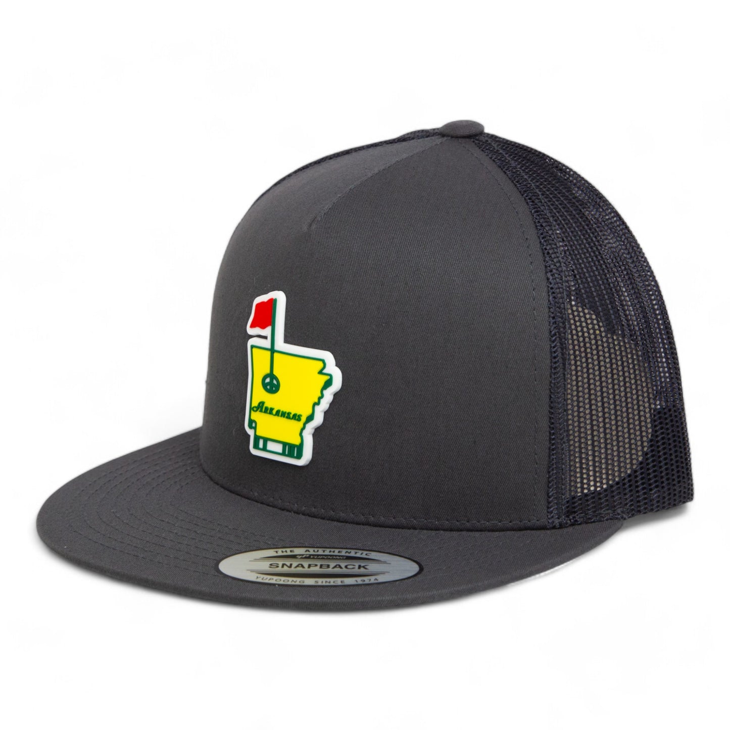 Arkansas Masters Golf 3D YP Snapback Flat Bill Trucker Hat- Charcoal/ Black