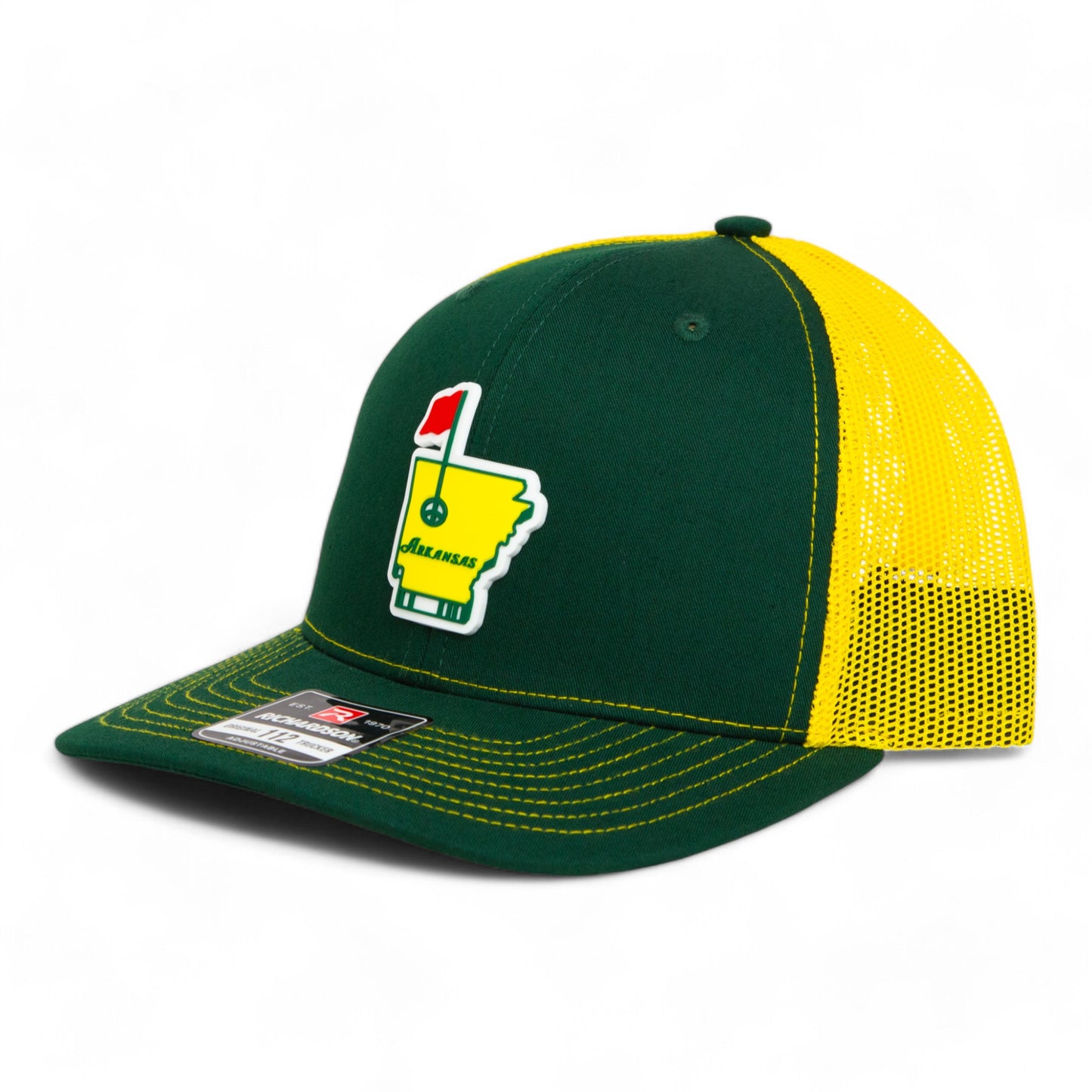 Arkansas Masters Golf 3D Snapback Trucker Hat- Dark Green/ Gold