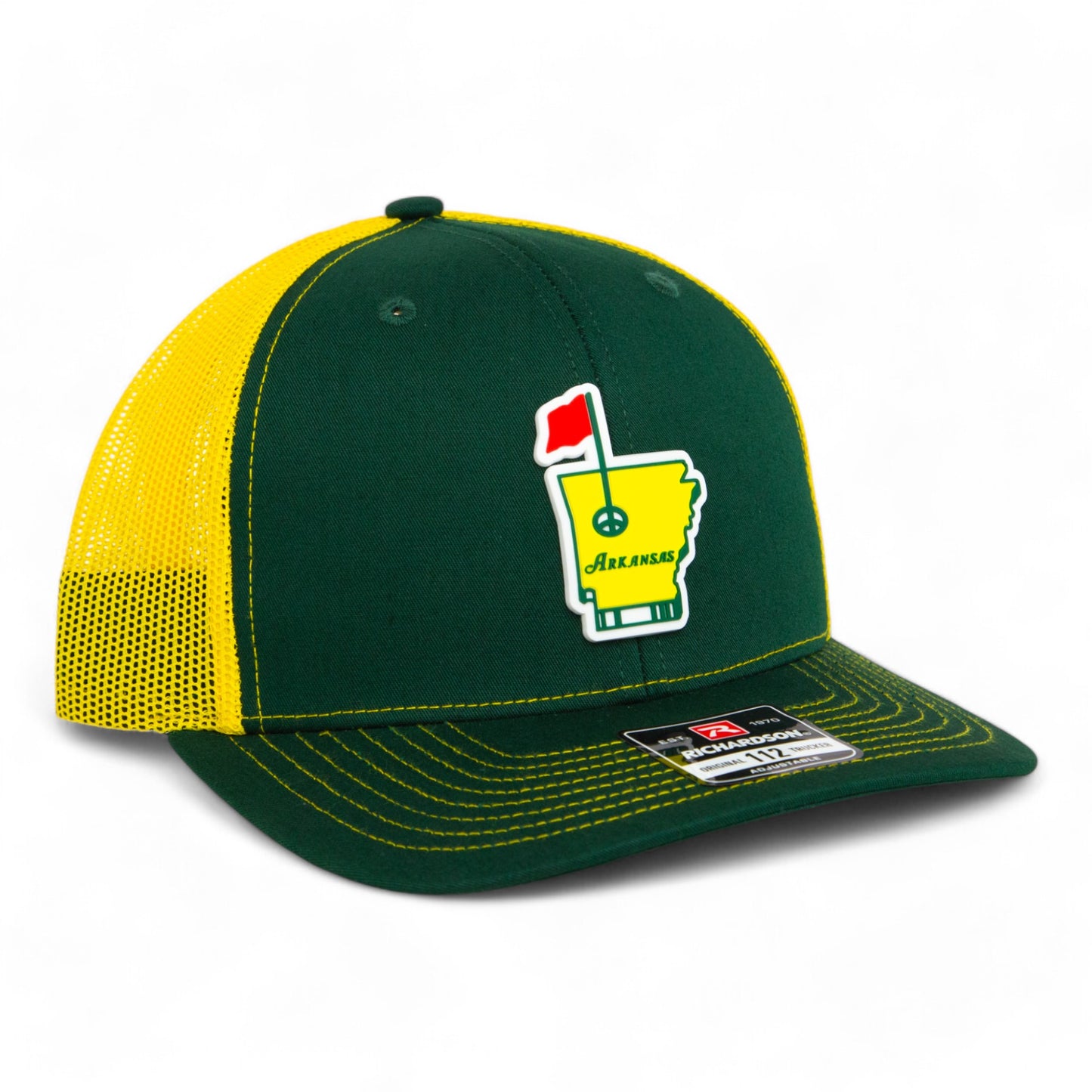 Arkansas Masters Golf 3D Snapback Trucker Hat- Dark Green/ Gold