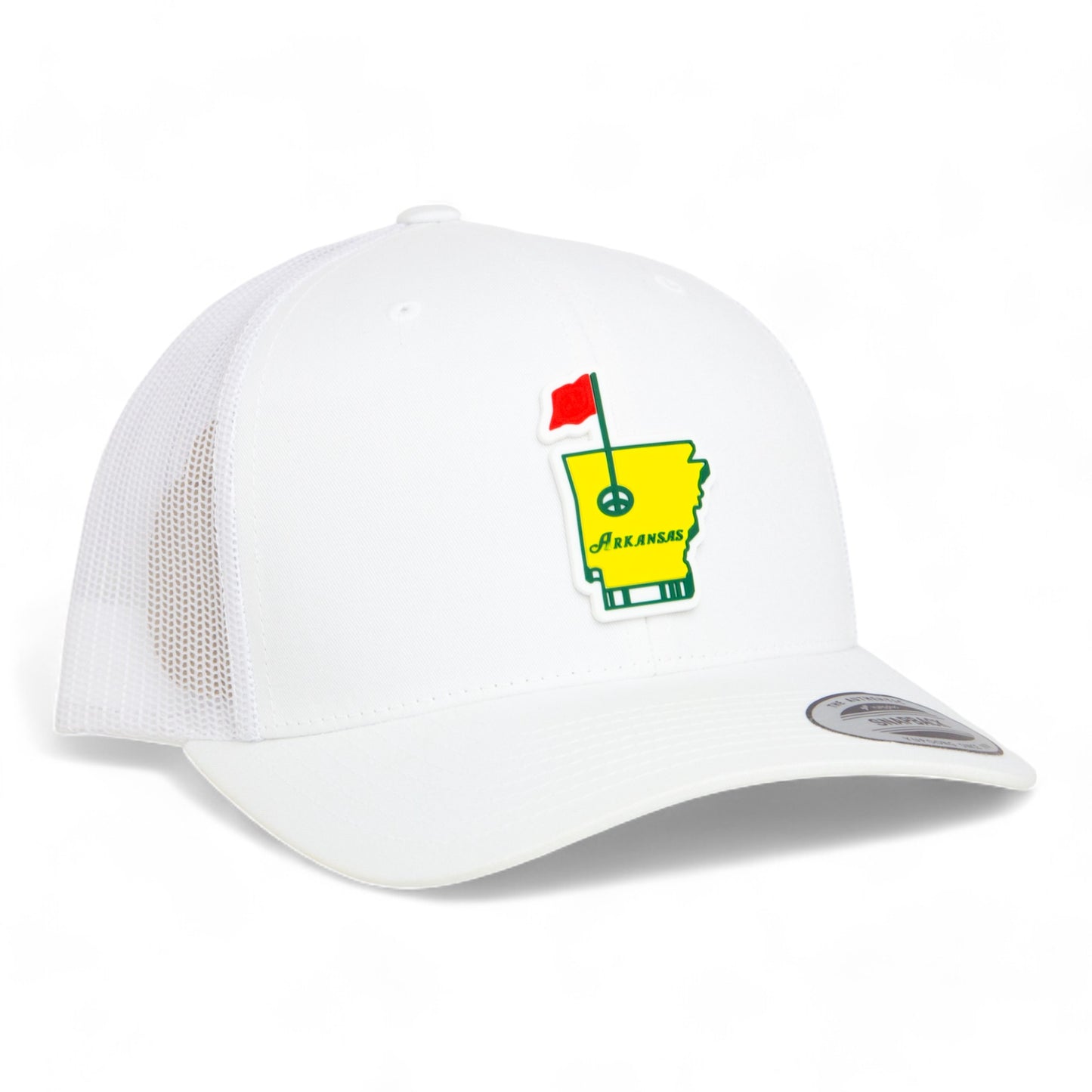 Arkansas Masters Golf 3D YP Snapback Trucker Hat- White