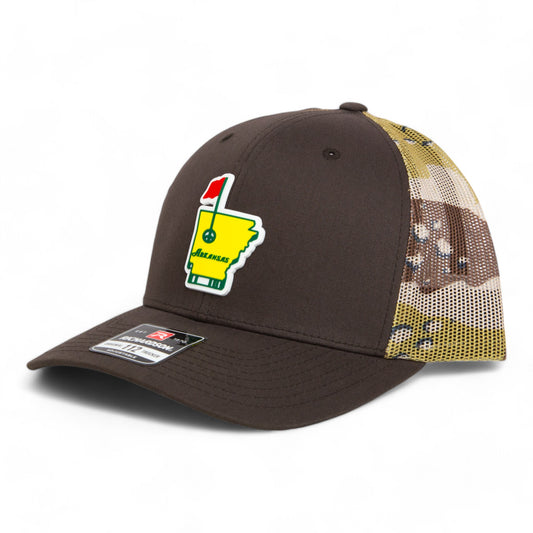 Arkansas Masters Golf 3D Snapback Trucker Hat- Brown/ Desert Camo