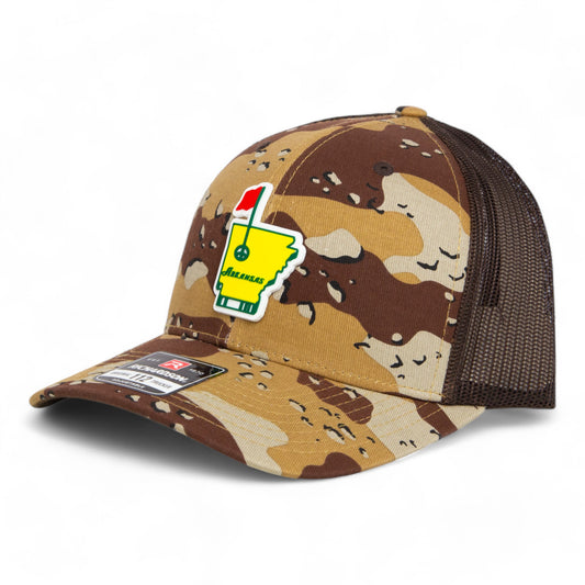 Arkansas Masters Golf 3D Snapback Trucker Hat- Desert Camo/ Brown