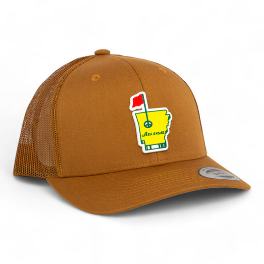 Arkansas Masters Golf 3D YP Snapback Trucker Hat- Caramel