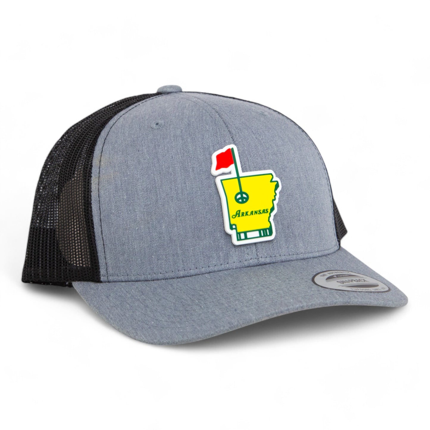 Arkansas Masters Golf 3D YP Snapback Trucker Hat- Heather Grey/ Black