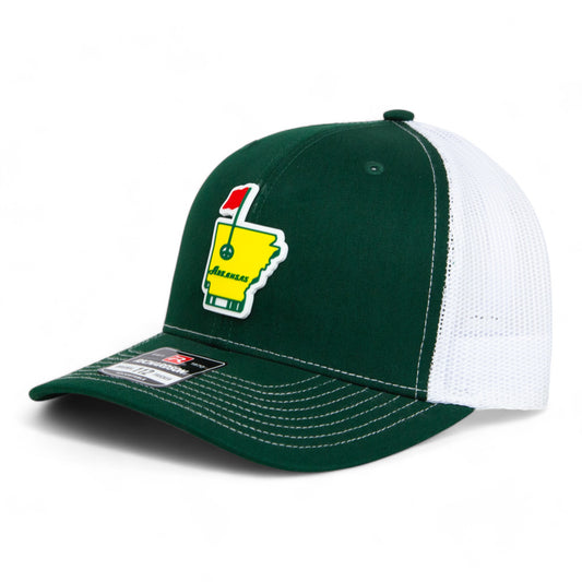 Arkansas Masters Golf 3D Snapback Trucker Hat- Dark Green/ White