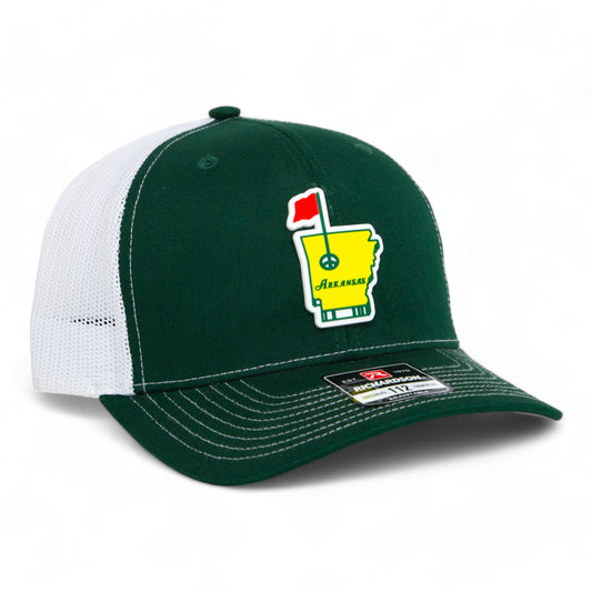 Arkansas Masters Golf 3D Snapback Trucker Hat- Dark Green/ White