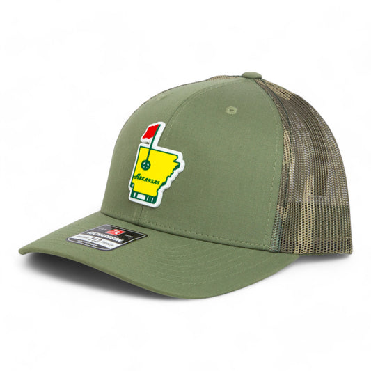 Arkansas Masters Golf 3D Snapback Trucker Hat- Loden/ Green Camo