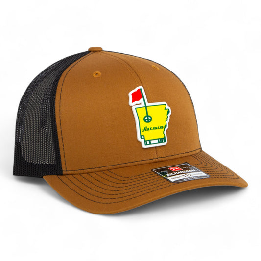 Arkansas Masters Golf 3D Snapback Trucker Hat- Caramel/ Black