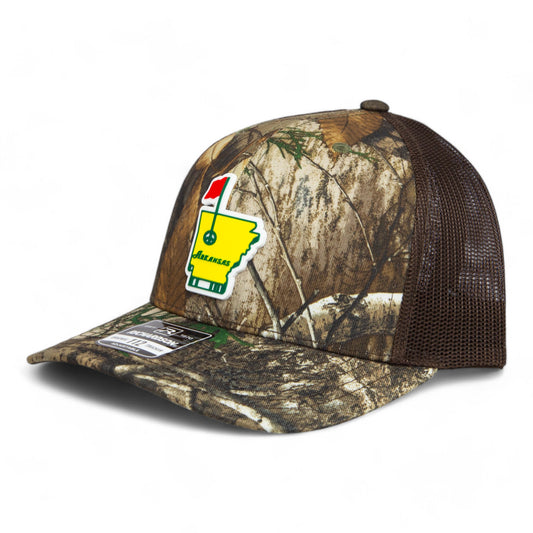 Arkansas Masters Golf 3D Snapback Trucker Hat- Realtree Edge/ Brown