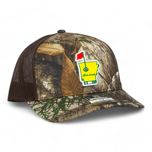 Arkansas Masters Golf 3D Snapback Trucker Hat- Realtree Edge/ Brown