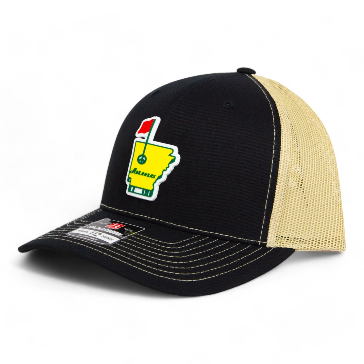 Arkansas Masters Golf 3D Snapback Trucker Hat- Black/ Vegas Gold