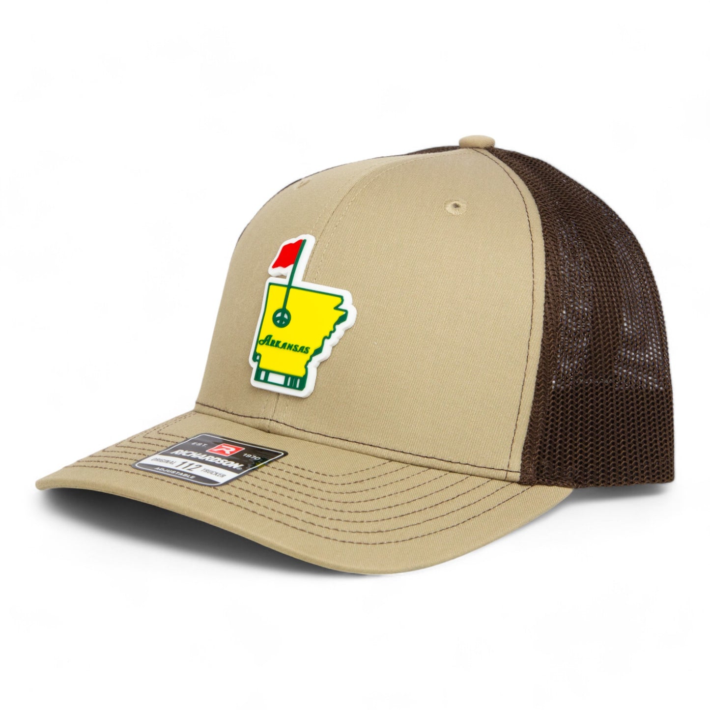 Arkansas Masters Golf 3D Snapback Trucker Hat- Tan/ Coffee