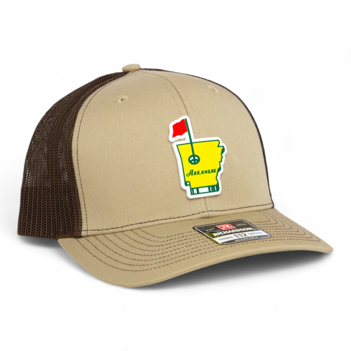 Arkansas Masters Golf 3D Snapback Trucker Hat- Tan/ Coffee