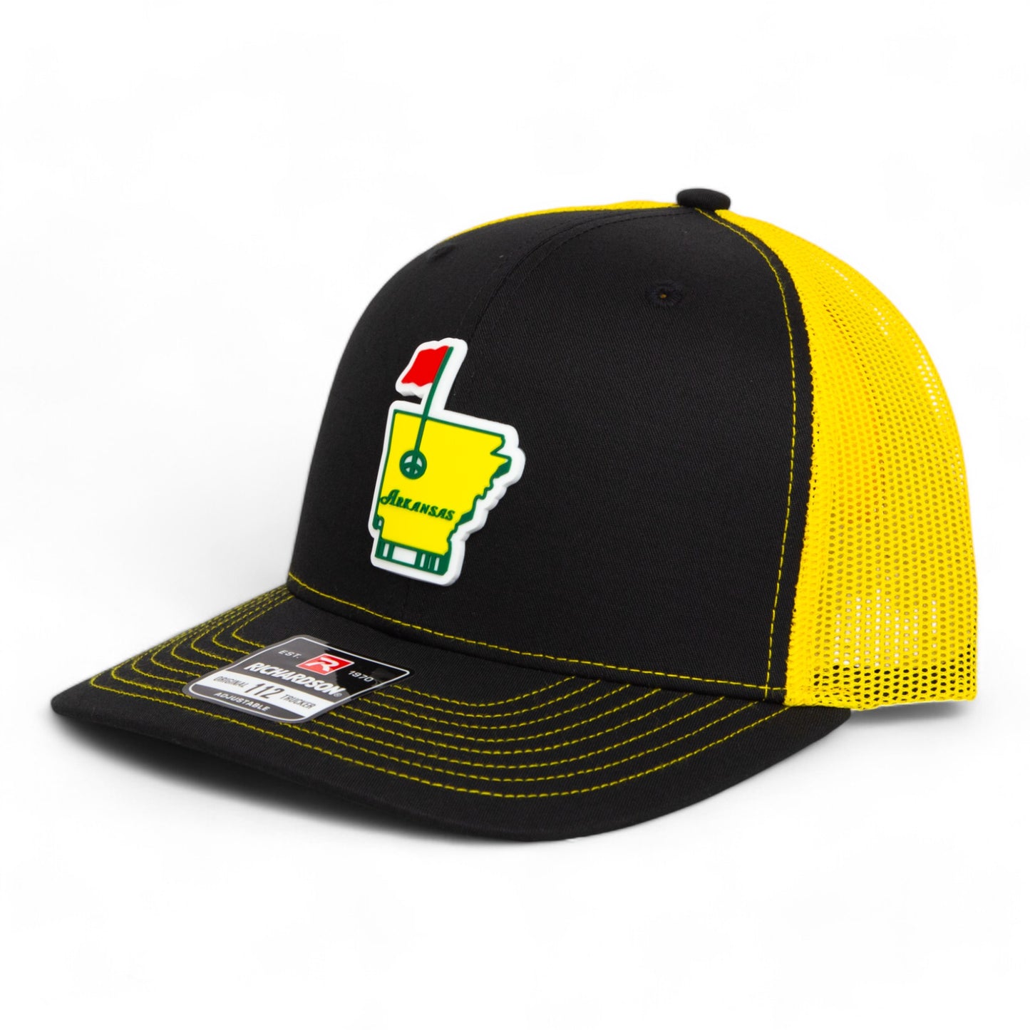 Arkansas Masters Golf 3D Snapback Trucker Hat- Black/ Yellow