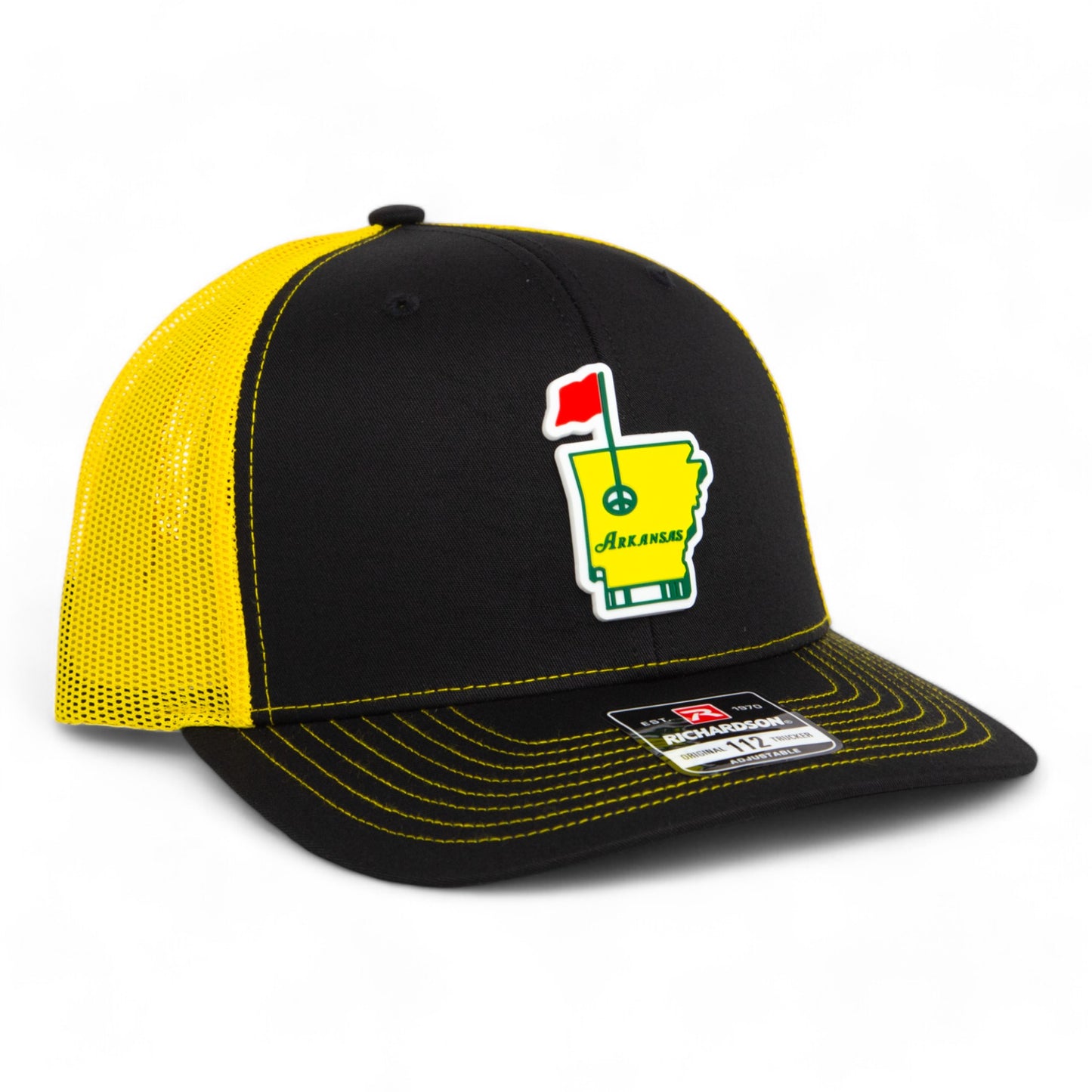 Arkansas Masters Golf 3D Snapback Trucker Hat- Black/ Yellow