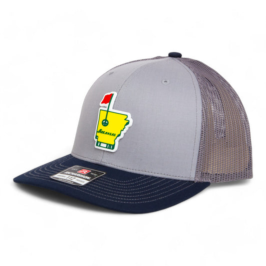 Arkansas Masters Golf 3D Snapback Trucker Hat- Grey/ Charcoal/ Navy