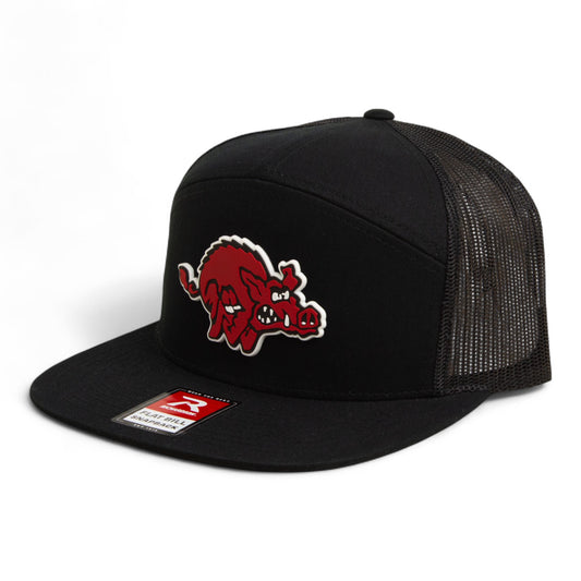 Arkansas Razorbacks 1970’s Classic 3D Snapback Seven-Panel Flat Bill Trucker Hat- Black