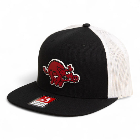 Arkansas Razorbacks 1970’s Classic 3D Wool Blend Flat Bill Hat- Black/ White
