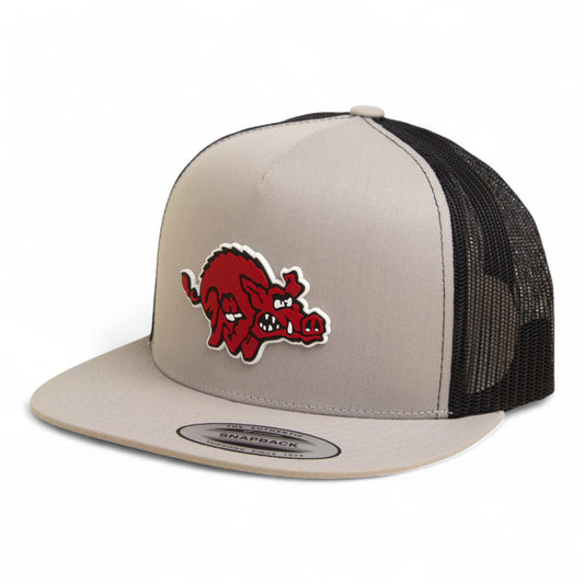 Arkansas Razorbacks 1970’s Classic 3D YP Snapback Flat Bill Trucker Hat- Silver/ Black