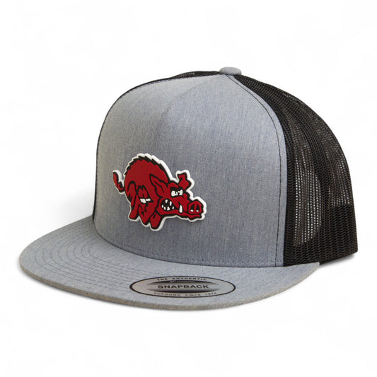 Arkansas Razorbacks 1970’s Classic 3D YP Snapback Flat Bill Trucker Hat- Heather Grey/ Black