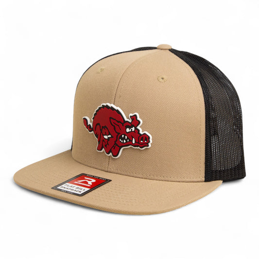 Arkansas Razorbacks 1970’s Classic 3D Wool Blend Flat Bill Hat- Tan/ Black