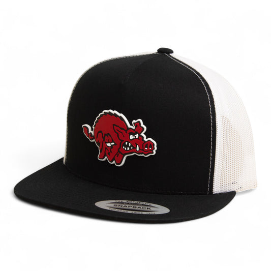 Arkansas Razorbacks 1970’s Classic 3D YP Snapback Flat Bill Trucker Hat- Black/ White