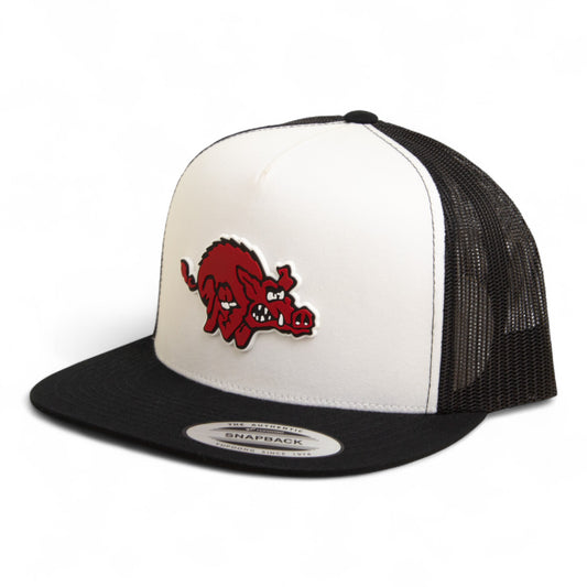 Arkansas Razorbacks 1970’s Classic 3D YP Snapback Flat Bill Trucker Hat- White/ Black
