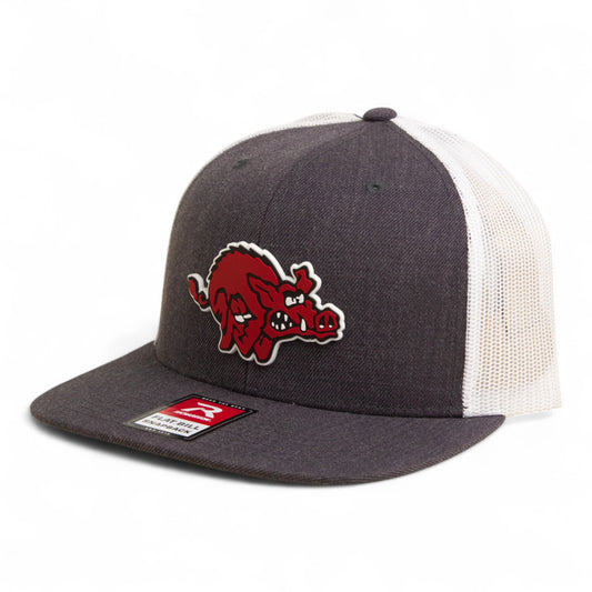 Arkansas Razorbacks 1970’s Classic 3D Wool Blend Flat Bill Hat- Heather Charcoal/ White
