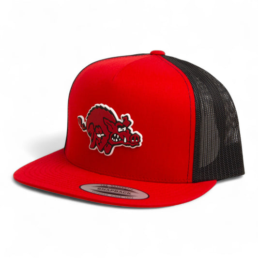 Arkansas Razorbacks 1970’s Classic 3D YP Snapback Flat Bill Trucker Hat- Red/ Black