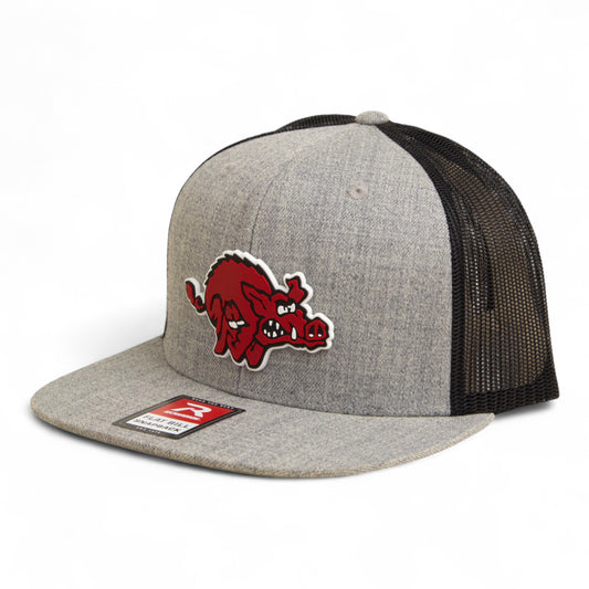 Arkansas Razorbacks 1970’s Classic 3D Wool Blend Flat Bill Hat- Heather Grey/ Black