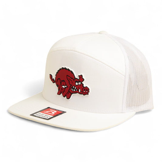 Arkansas Razorbacks 1970’s Classic 3D Snapback Seven-Panel Flat Bill Trucker Hat- White