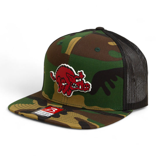 Arkansas Razorbacks 1970’s Classic 3D Wool Blend Flat Bill Hat- Army Camo/ Black