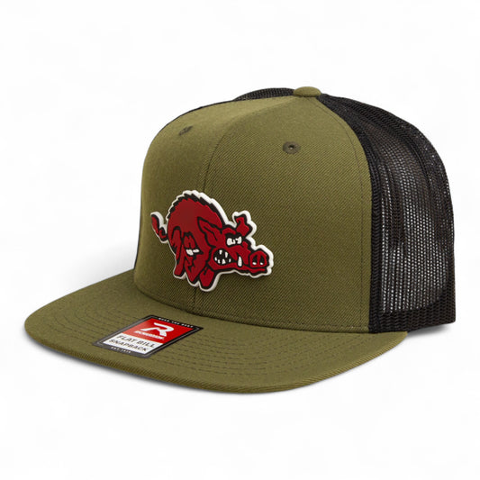 Arkansas Razorbacks 1970’s Classic 3D Wool Blend Flat Bill Hat- Loden/ Black