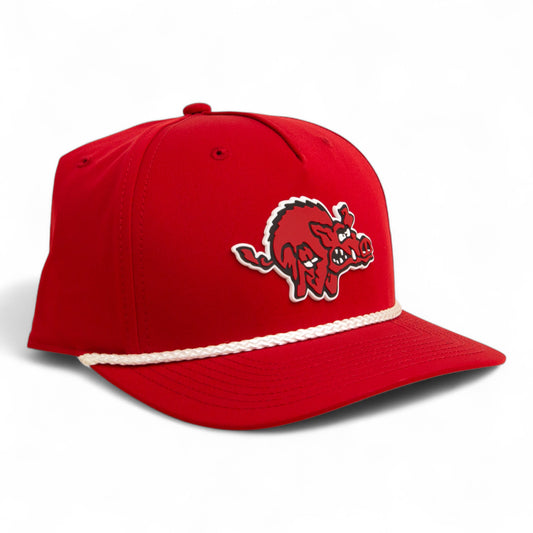 Arkansas Razorbacks 1970’s Classic 3D Five Panel Classic Rope Hat- Red/ White