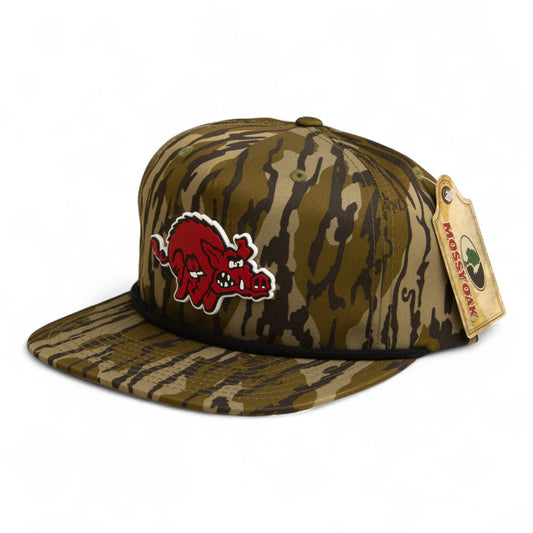 Arkansas Razorbacks 1970’s Classic 3D Umpqua Rope Hat- Mossy Oak Bottomland/ Black