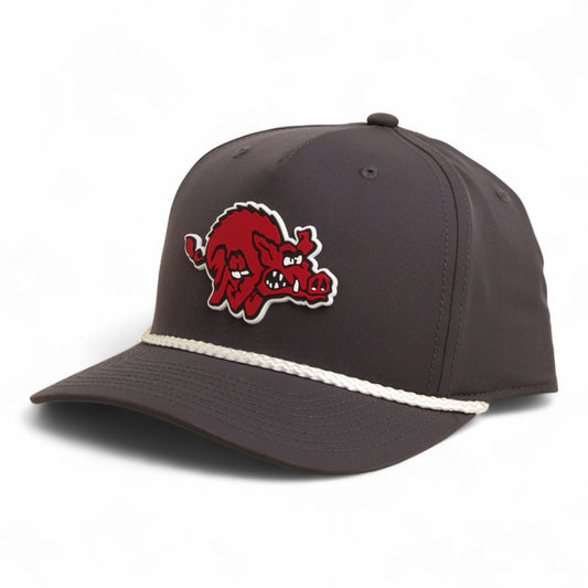 Arkansas Razorbacks 1970’s Classic 3D Five Panel Classic Rope Hat- Charcoal/ White