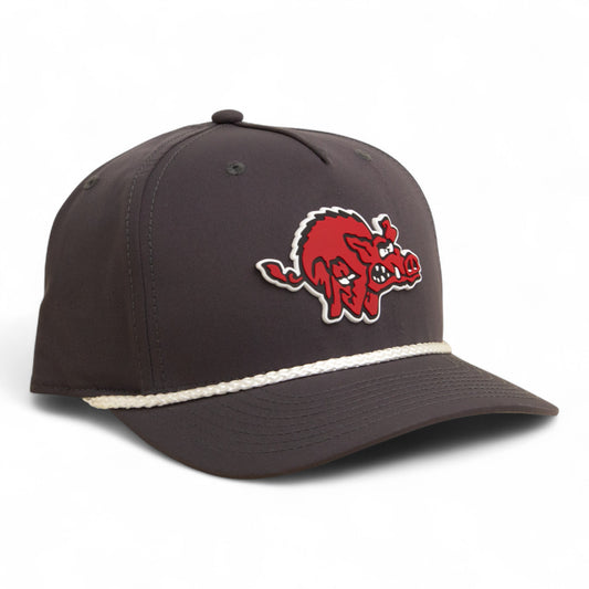 Arkansas Razorbacks 1970’s Classic 3D Five Panel Classic Rope Hat- Charcoal/ White