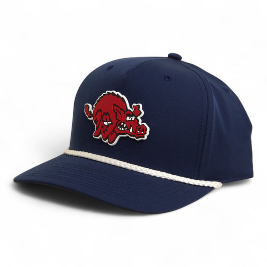 Arkansas Razorbacks 1970’s Classic 3D Five Panel Classic Rope Hat- Navy/ White