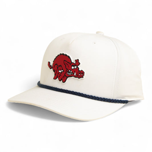 Arkansas Razorbacks 1970’s Classic 3D Five Panel Classic Rope Hat- White/ Navy