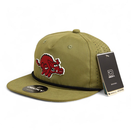 Arkansas Razorbacks 1970’s Classic 3D Perforated Rope Hat- Loden/ Black